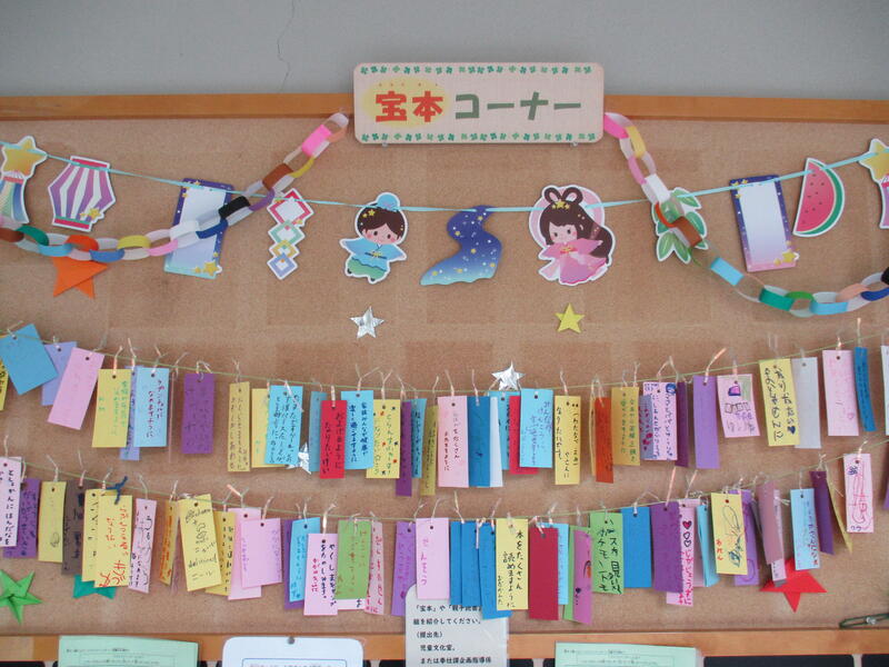 児童文化室七夕飾りの様子　正面の写真